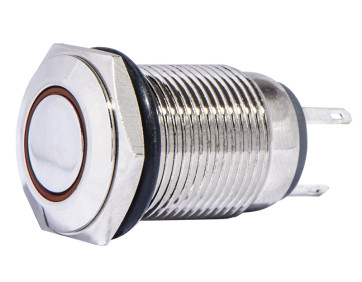 TYJ 16-261 Металлическая плоская кнопка с подсветкой, 1NO+1NC, красная 220V.