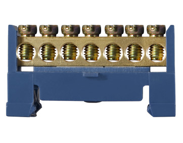 BC-507 6х9 7 отв. Нульова шина з ізолятором на Din-рейку