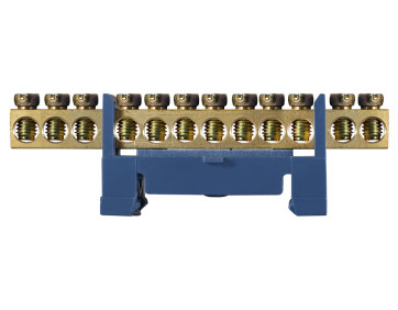BC-512 6x9 12 отв. Нулевая шина с изолятором на Din-рейку