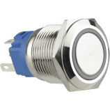 TYJ 19-271 Кнопка металева пласка з підсвічуванням, 1NO+1NC, зелена  24V.