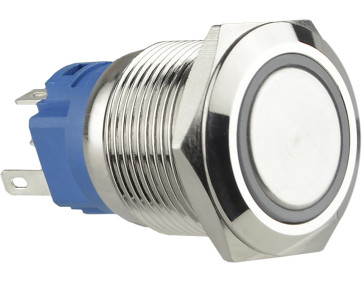 TYJ 19-271 Кнопка металева пласка з підсвічуванням, 1NO+1NC, зелена  24V.
