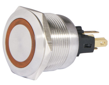 TYJ 22-271  Кнопка металева пласка з підсвічуванням, 1NO+1NC, жовта  24V.