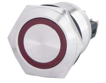 TYJ 22-271 Кнопка металева пласка з підсвічуванням, 1NO+1NC, червона 24V.