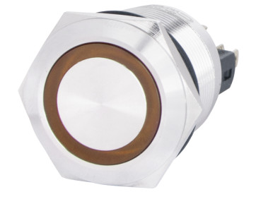 TYJ 22-271  Кнопка металева пласка з підсвічуванням, 1NO+1NC, жовта  220V.