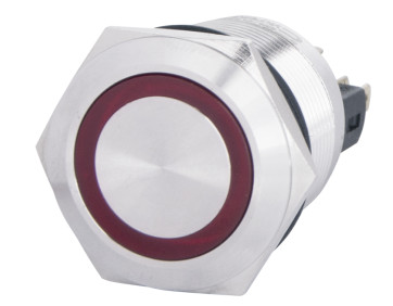 TYJ 22-271 Кнопка металева пласка з підсвічуванням, 1NO+1NC, червона 220V.