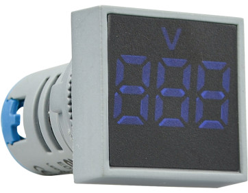 Квадратний цифровий вимірювач напруги ED16-22FVD 30-500В АС (синій)