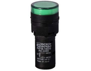 Сигнальна арматура AD16-16DS зелена 220V АC