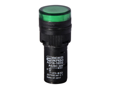 Сигнальна арматура AD16-16DS зелена 24V АC/DC