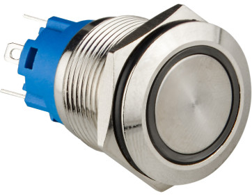 TYJ 19-271 Металлическая плоская кнопка с подсветкой, 1NO+1NC, красная 12V.