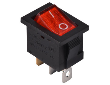 KCD1-2-101N  R/B  220V Перемикач 1 клав. червоний з підсвічуванням