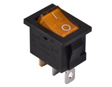 KCD1-2-101N YL/B  220V Перемикач 1 клав. жовтий з підсвічуванням