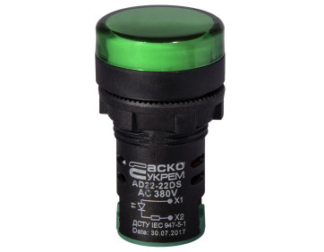 Сигнальна арматура AD22-22DS зелена 380V АC