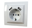Розетка вн. устан. 1-а з/к з 2 USB 2.1A біла IP20 TNSy Malta - Фото 1