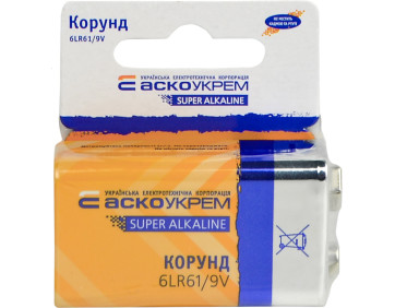 Батарейка лужна Корунд.6LR61.SC1 (shrink card 1)