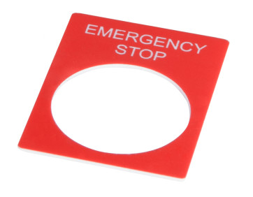 Табличка маркувальна EMERGENCY STOP червона прямокутна для кнопок XB2