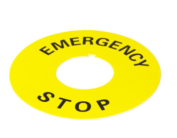 Табличка маркувальна EMERGENCY STOP  жовта кругла для кнопок XB2