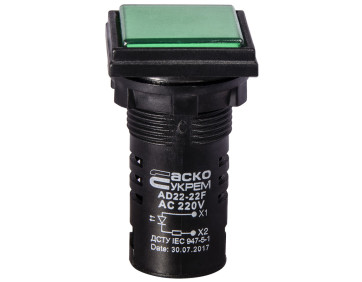 Сигнальна арматура AD22-22F зелена 220V АC