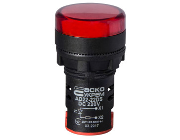 Сигнальна арматура AD22-22DS червона 220V DC
