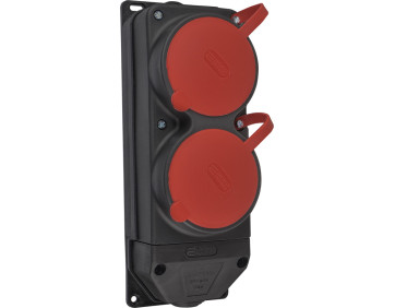 Колодка каучукова 3Р+РЕ з захисними кришками двомісна (2×25А) IP44