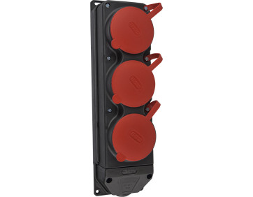 Колодка каучукова 3Р+РЕ з захисними кришками тримісна (3×25А) IP44