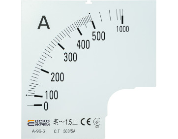 Шкала 500/5А до амперметра А-96-6