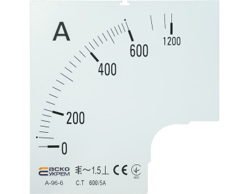 Шкала 600/5А до амперметра А-96-6