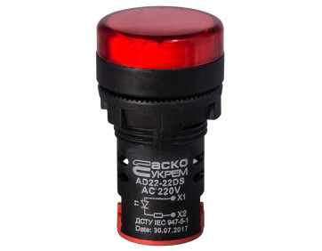 Сигнальна арматура AD22-22DS червона 220V АC