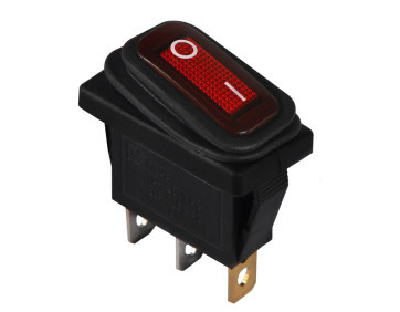 KCD3-101NW R/B  220V Перемикач 1 клав. вологозах червоний з підсвічуванням