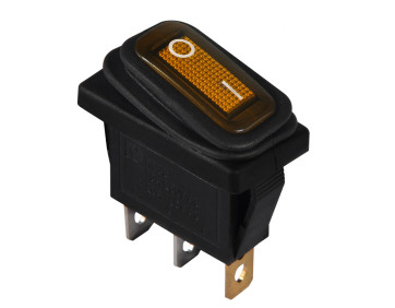 KCD3-101NW YL/B 220V  Перемикач 1 клав. вологозах. жовтий з підсвічуванням
