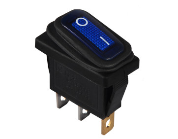 KCD3-101NW BL/B  220V Перемикач 1 клав. вологозах. синій з підсвічуванням