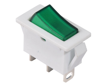 KCD3-101N-13 GR/WH 220V Перемикач 1 клав. зелений з підсвічуванням