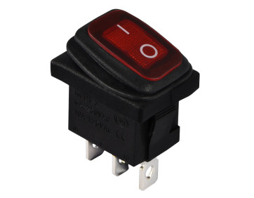 KCD1-2-101NW R/B  220V  Перемикач 1 клав. вологозах. червоний з підсвічуванням