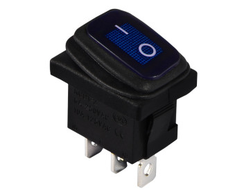 KCD1-2-101NW BL/B  220V  Перемикач 1 клав. вологозах. синій з підсвічуванням