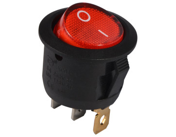 KCD1-5-101N R/B  220V Перемикач 1 клав. круглий червоний з підсвічуванням