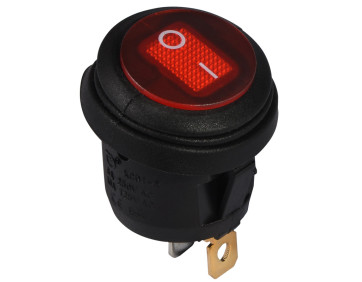 KCD1-5-101NW R/B 220V   Перемикач 1 клав.круглий вологозах. червоний з підсвічуванням