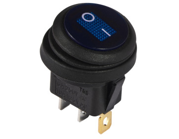 KCD1-8-101NW BL/B 220V   Перемикач 1 клав.круглий вологозах. синій з підсвічуванням