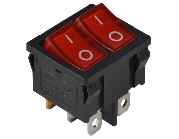 KCD1-6-2101N R/B 220V Перемикач 2 клав. червоний з підсвічуванням
