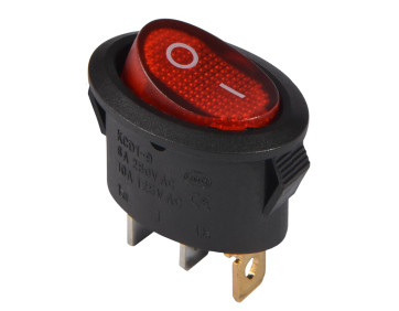 KCD1-9-101N R/B 220V Перемикач 1 клав. овал. червоний з підсвічуванням