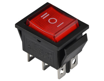 KCD2-203N R/B 220V Перемикач 1 клав. перекидний червоний з підсвічуванням