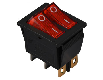 KCD2-2101N R/B 220V Перемикач 2 клав. червоний з підсвічуванням