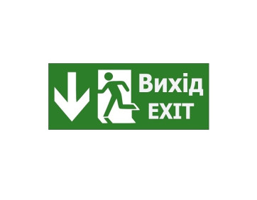 Наклейка "Вихід EXIT (вказівник двері прямо)" 350 * 145мм (S503 ACRYLIC) TNSy
