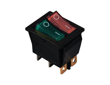 KCD2-2101N G+R/B 220V Переключатель 2 клав. зеленый+красный с подсветкой TNSy