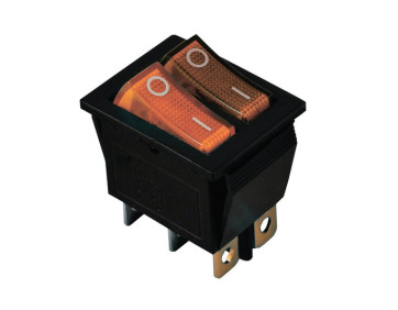 KCD2-2101N Y+Y/B 220V Перемикач 2 клав, жовтий+жовтий  з підсвічуванням TNSy