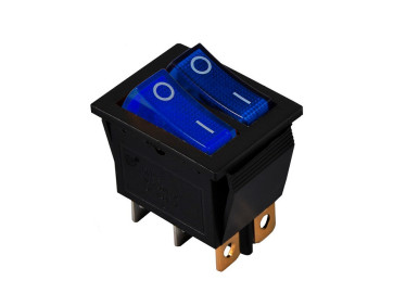 KCD2-2101N BL+BL/B 220V Перемикач 2 клав. синій + синій з підсвічуванням TNSy