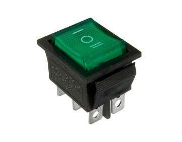 KCD2-203N G/B 220V Перемикач 1 клав. перекидний зелений з підсвічуванням TNSy