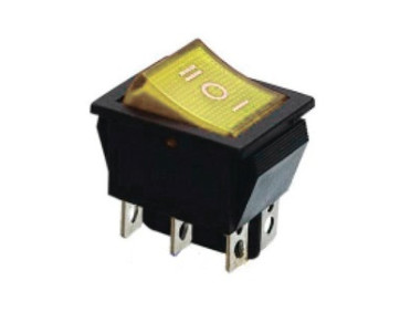 KCD2-203N Y/B 220V Перемикач 1 клав. перекидний жовтий з підсвічуванням TNSy